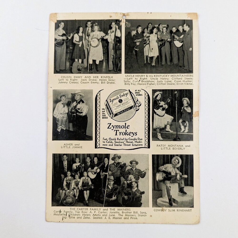 Vintage 1942 Country Singer Promo Postcard Calendar - June Carter
